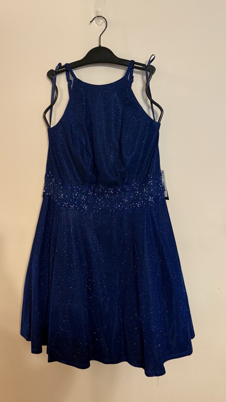 City Vibe 14W Royal Blue Glitter Lace Fit & Flare Formal Dress NWT